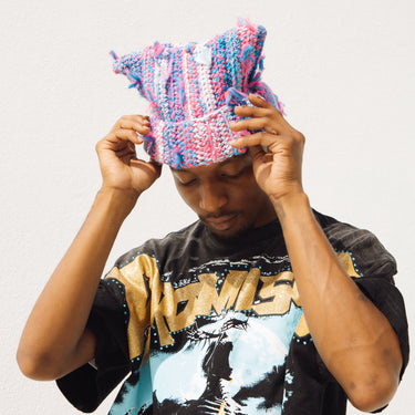 Thread Burst Bunny Knit Beanie – Berry Candy