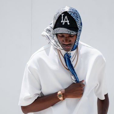 Nightfall Paisley Bandana - Blue/White