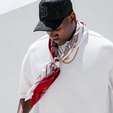 Nightfall Paisley Bandana - Red/White
