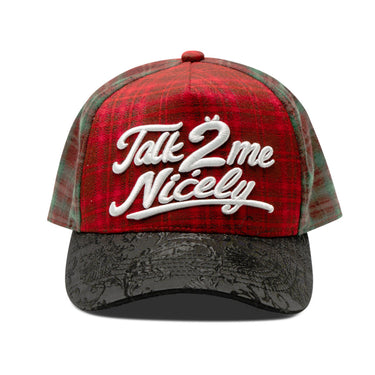 Talk 2 Me Nicely - Snapback Hat - Red Plaid