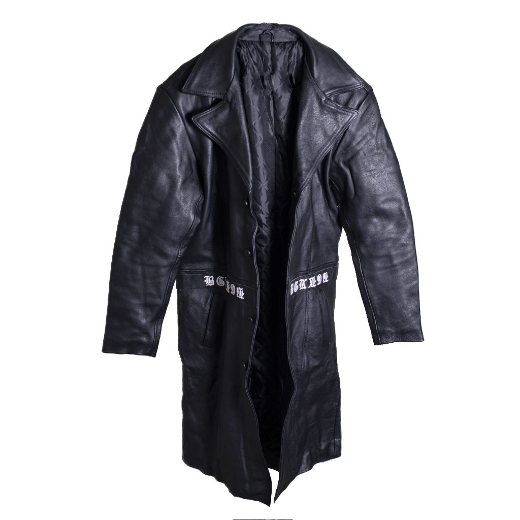 Seven7 Body Chakras Leather Trench Coat Black - BGK Black Label