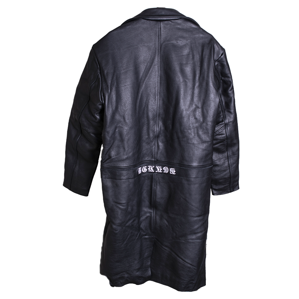 Seven7 Body Chakras Leather Trench Coat Black - BGK Black Label