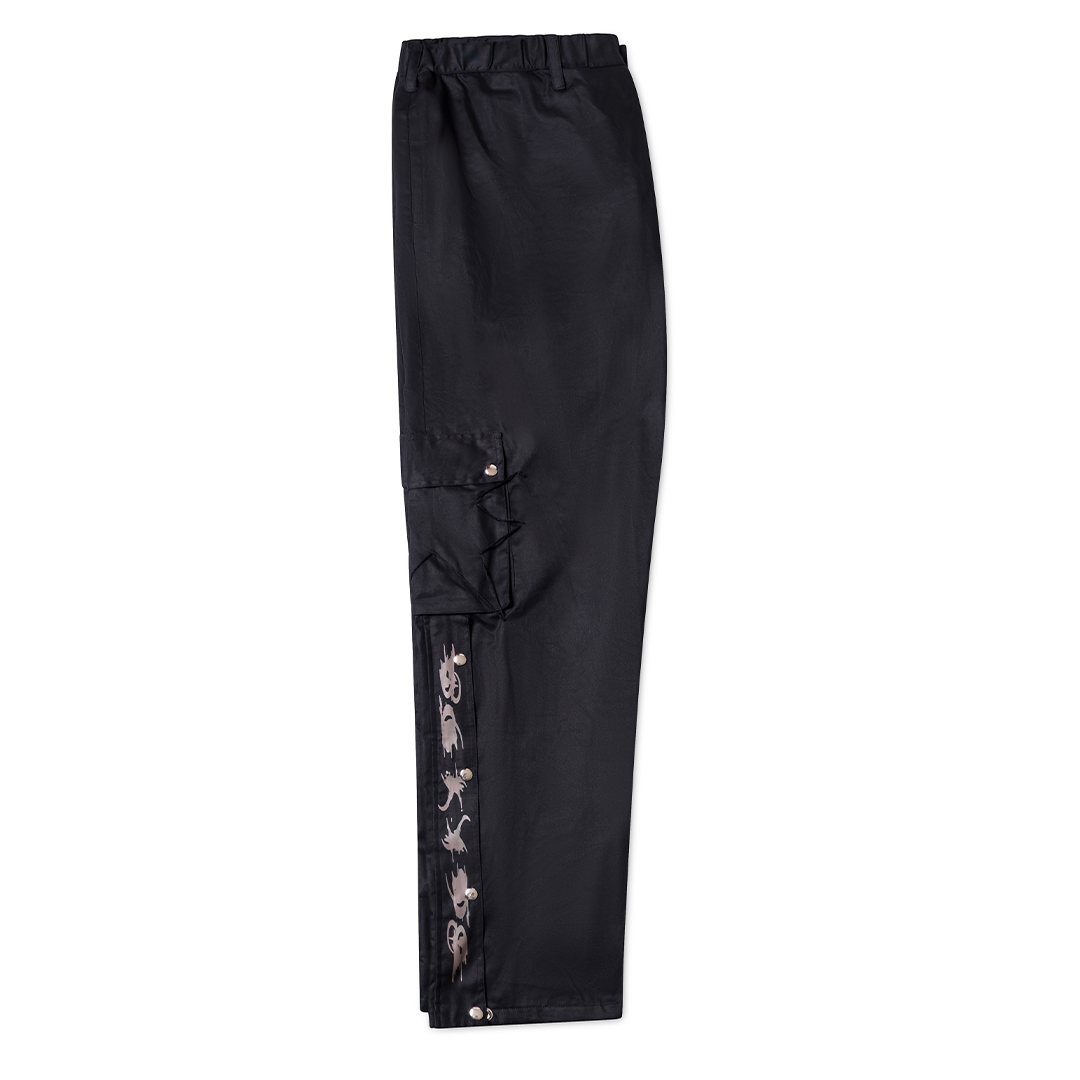 Stitches Cargo Pants Loose Fit - Black