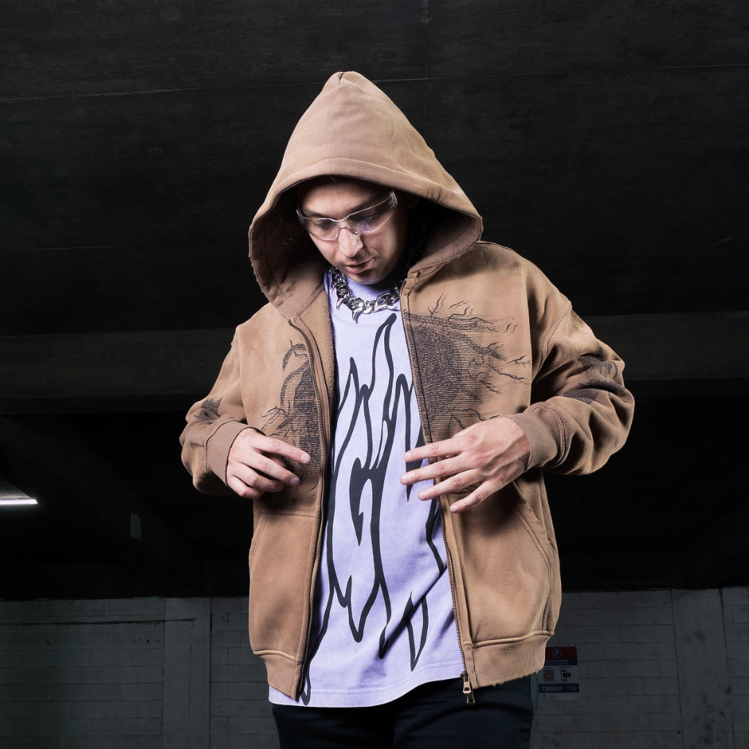 Attní Acid Wash Hoodie Brown