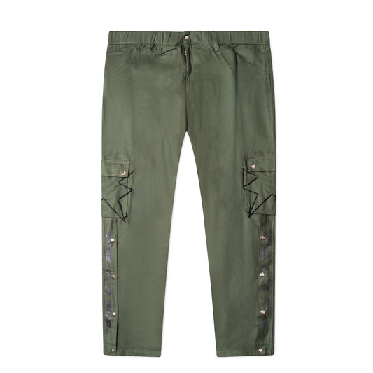 Stitches Cargo Pants Loose Fit - Forest Green