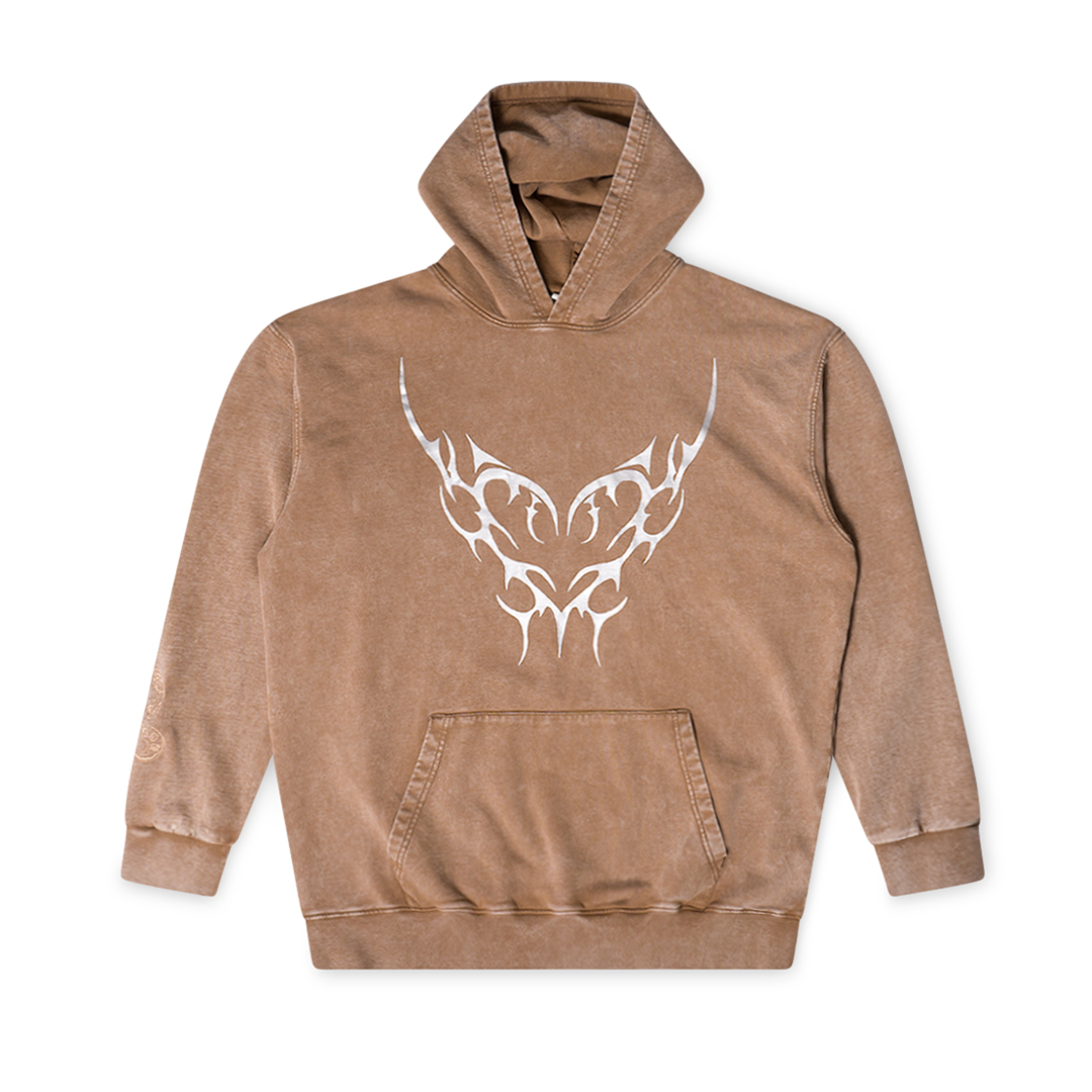 Sidious Iridescent Acid Wash Oversized Hoodie - Nude