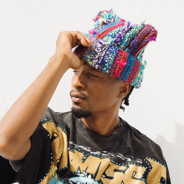 Thread Burst Bunny Knit Beanie – Electric Rainbow