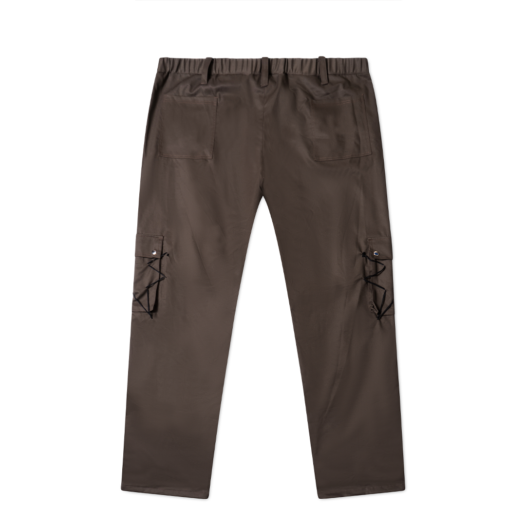Stitches Cargo Pants Loose Fit - Dark Brown