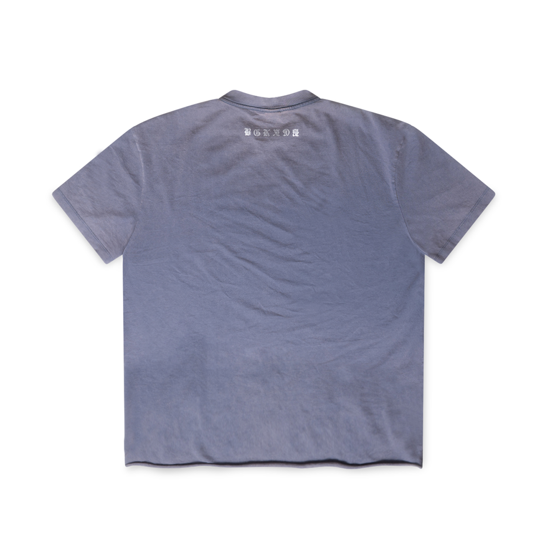Sidious Iridescent Distressed OverSized Tshirt - Grey/Blue