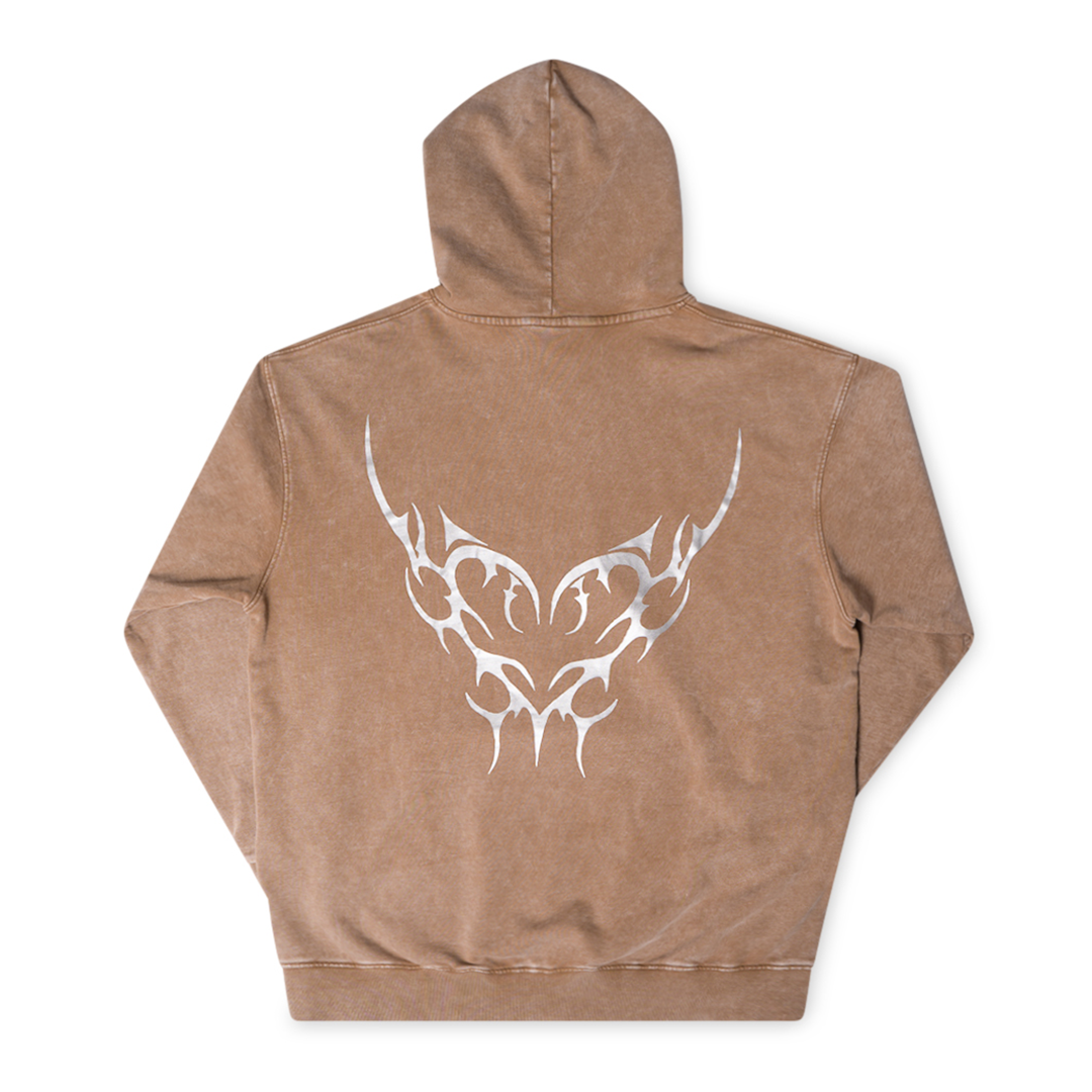 Sidious Iridescent Acid Wash Oversized Hoodie - Nude