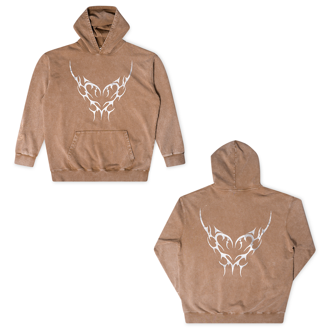 Sidious Iridescent Acid Wash Oversized Hoodie - Nude