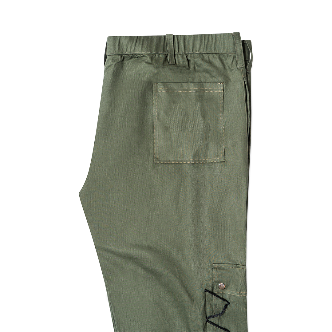 Stitches Cargo Pants Loose Fit - Forest Green