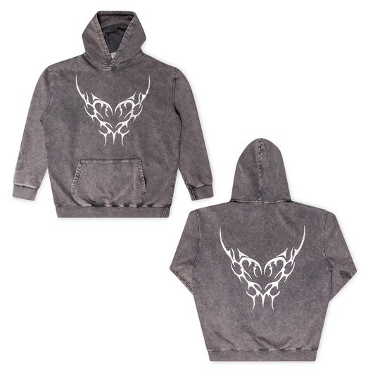 Sidious Iridescent Acid Wash Oversized Hoodie - Grey