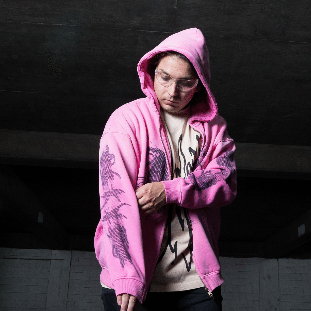 Attní Acid Wash Hoodie Pink