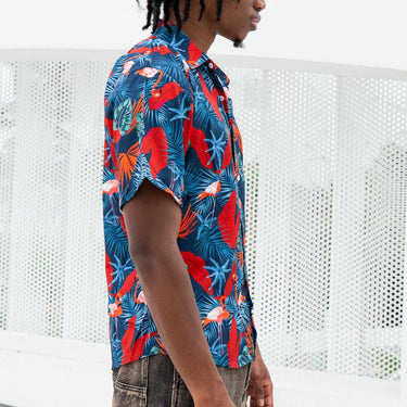 Slie Tropic Button-Up Shirt - Flamingo