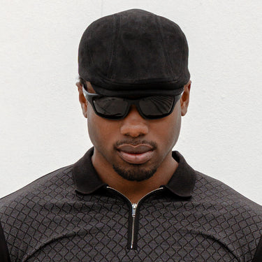 Signal Adjustable Suede Flat Cap - Black