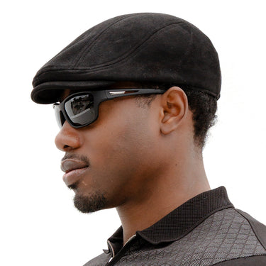 Signal Adjustable Suede Flat Cap - Black