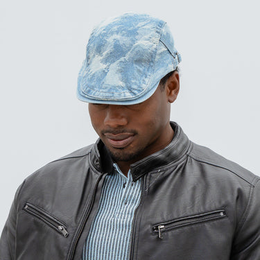 J404 Adjustable Denim Flat Cap - Light Blue