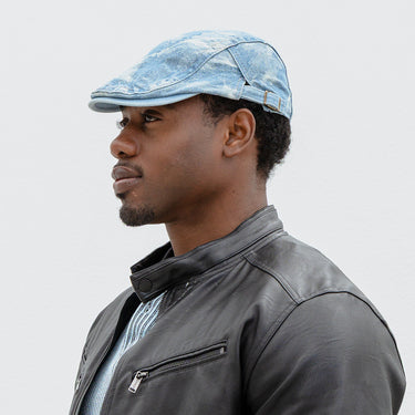J404 Adjustable Denim Flat Cap - Light Blue