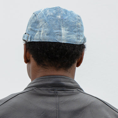 J404 Adjustable Denim Flat Cap - Light Blue