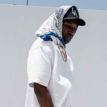 Nightfall Paisley Bandana - Blue/White