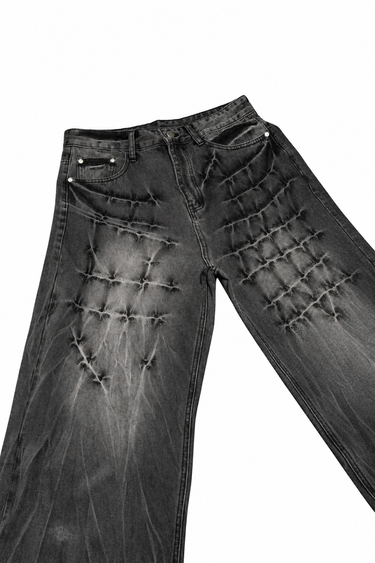 Washed Flare Jeans - Black