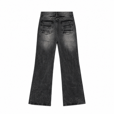 Washed Flare Jeans - Black