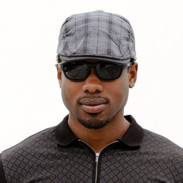 Nova Adjustable Plaid Flat Cap - Black