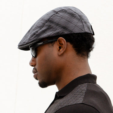 Nova Adjustable Plaid Flat Cap - Black