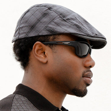 Nova Adjustable Plaid Flat Cap - Black