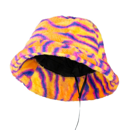 Fuzzy Wuzzy Adjustable Fur Bucket Hat - Tiger