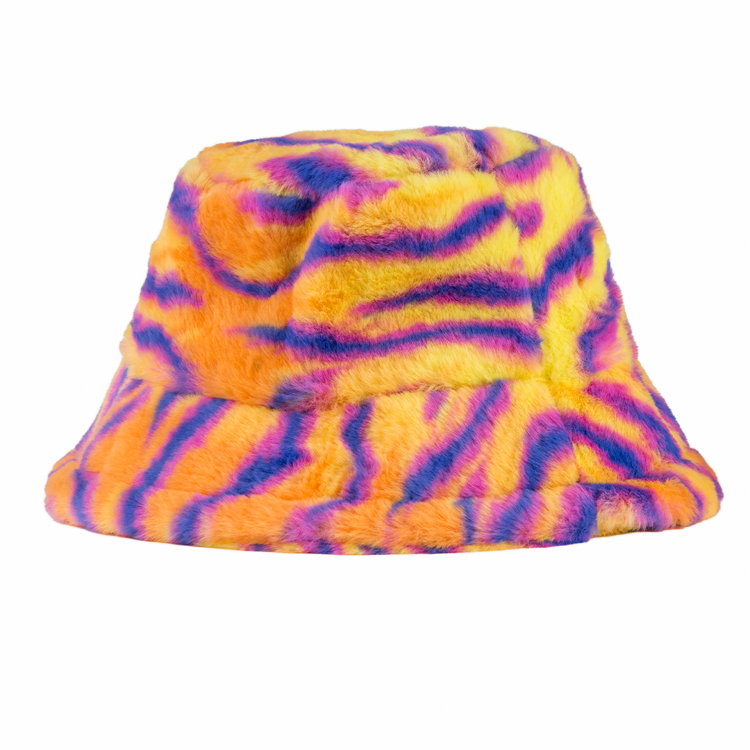 Fuzzy Wuzzy Adjustable Fur Bucket Hat - Tiger