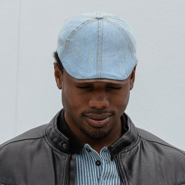 Bey Ond Adjustable Denim Newsboy Cap - Light Blue