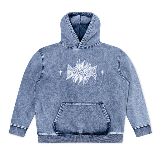 Universe 7 Oversized Heavy Weight Acid Wash Hoodie - Grey