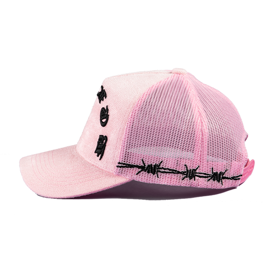 Trucker Hat Pink Suede - Murder She Wrote