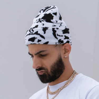 Spotted Beanie- White / Black