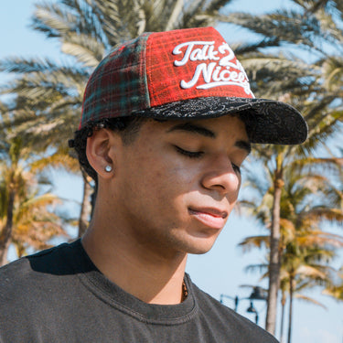Talk 2 Me Nicely - Snapback Hat - Red Plaid