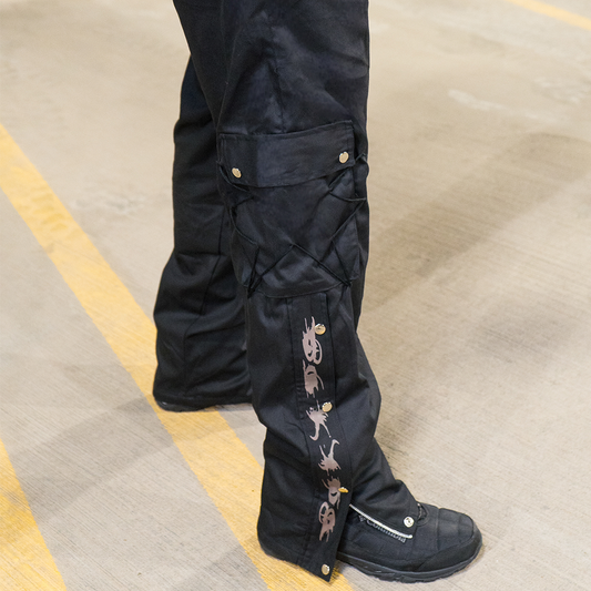 Stitches Cargo Pants Loose Fit - Black