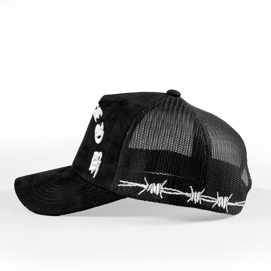 Trucker Hat Black Suede - Murder She Wrote